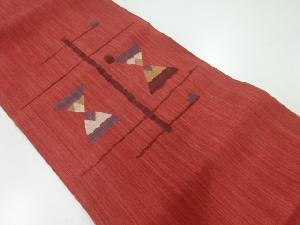 手織り紬線描き模様織出し名古屋帯